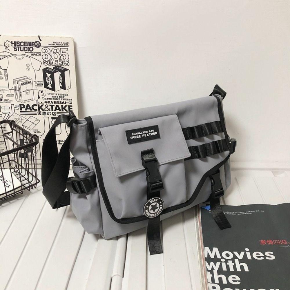 Harajuku Men Crossbody Bag Square Casual Messenger Bag Fashion Nylon Postman Bag  Unisex