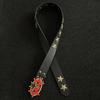 Permanent Bronze Star Embellished Faux Leather Belt For Women And Men Fashion Accessory 110cm Length
