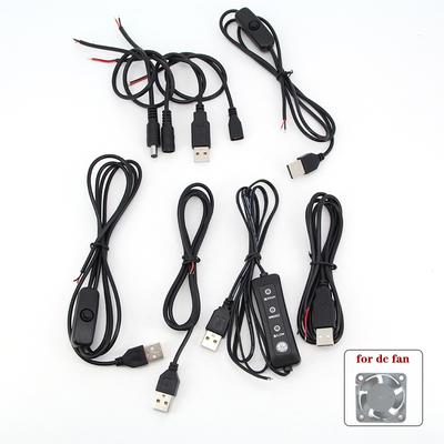 5v 12V USB 2.0 dc mirco erkek dişi kablo Anahtarlı ayarlanabilir güç kaynağı şarj konektörü tamir kablosu DC USB Soğutma fanı için
