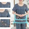 2Pcs/Set Grandma T-shirt Pants Suit Summer Short Sleeve O Neck Elegant Flower Print Breathable High Elastic Elderly Women Mom Top Cropped Trousers Kit