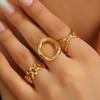 Vintage 3-Piece Geometric Open Couple Ring Set - European and American Design