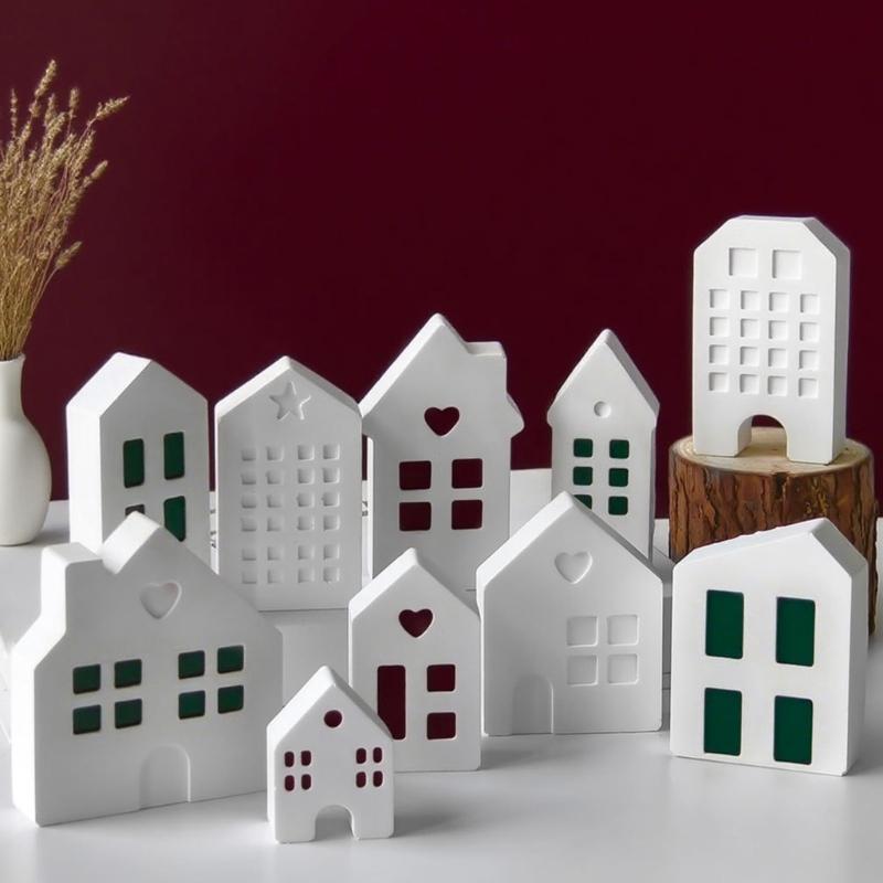 10 Cavities House Silicone Molds for Candle Soap Chocolate Home Decoration Cabin Silicone Candle Molds for Epoxy Resin