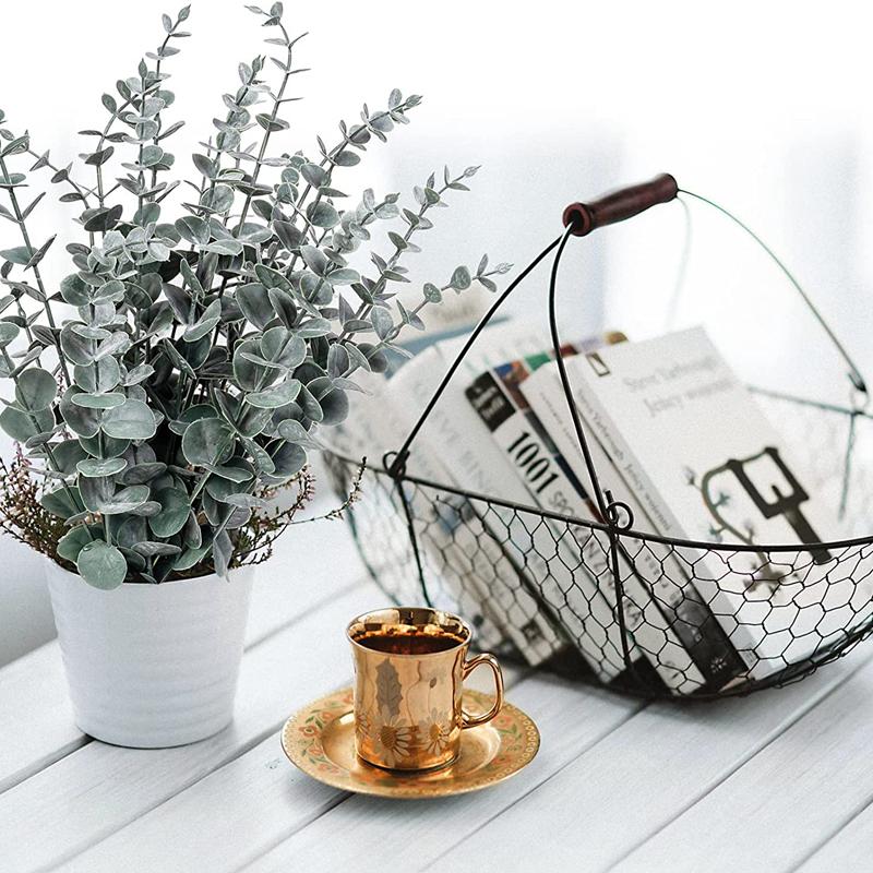 10/20/50 pièces Feuilles d'Eucalyptus Artificielles Vente en Gros Plantes Fausses Vase Maison Table Fête Mariage Décoration Jardin Extérieur Noël