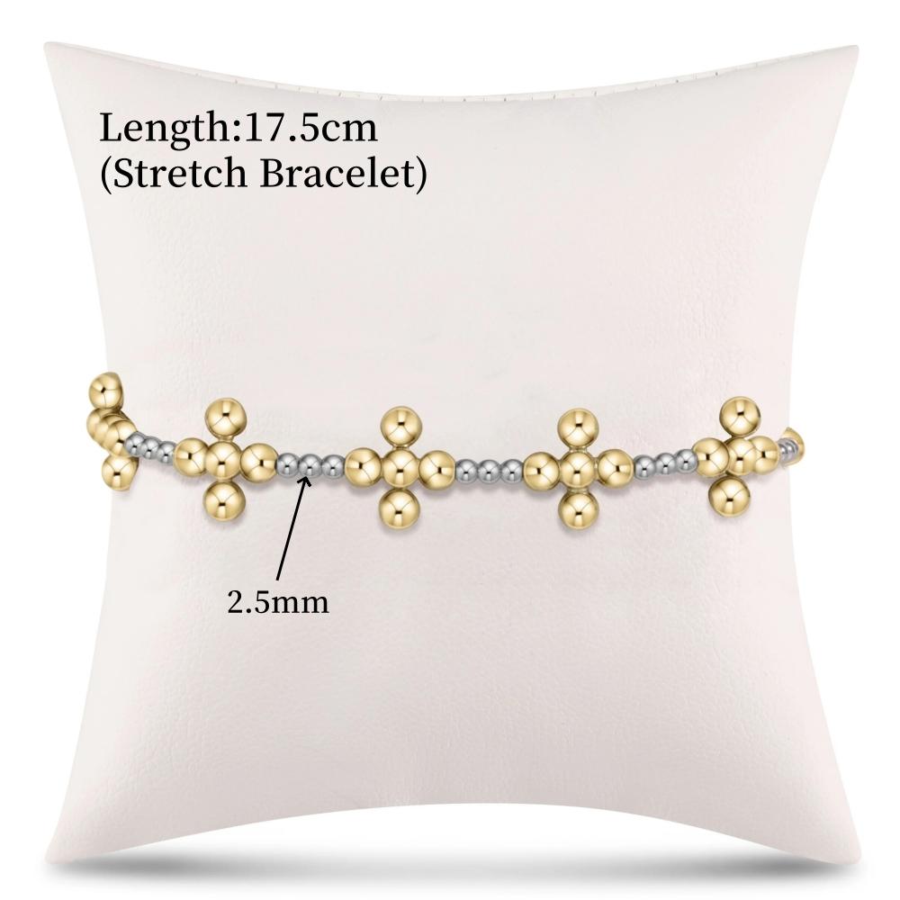 

Vlen 18 K Gold Plated Cross Christian Bracelet for Women Hypoallergenic Beads Religious Bracelets Femme Jewelry Stretch Pulseras