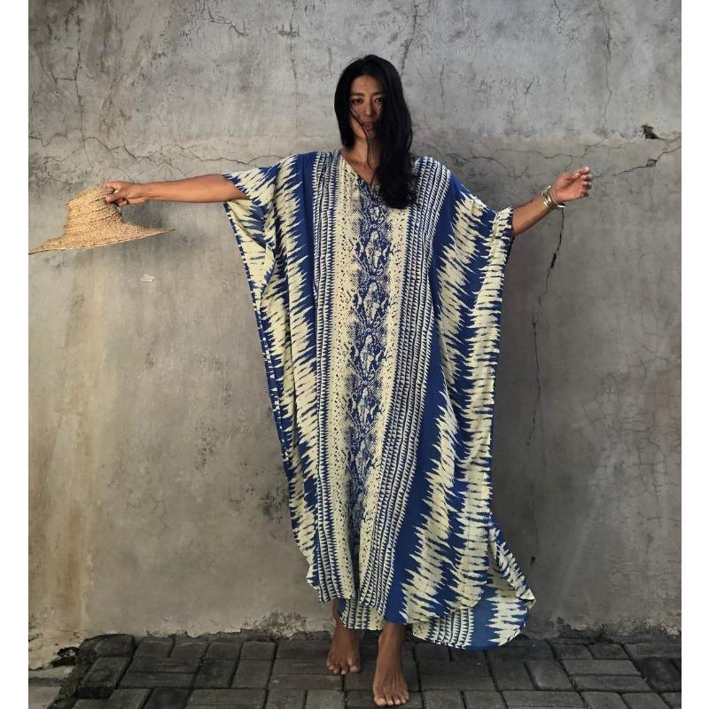 Women's Fashion Summer Spring Colour Block Print 1/2 Sleeves V-Neck Loose Waistline Casual Dresses