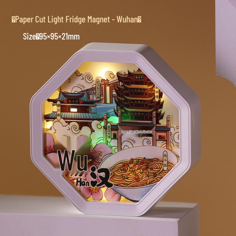 Guochao Paper Sculpture Fridge Magnet Souvenirs for Tourist Attractions