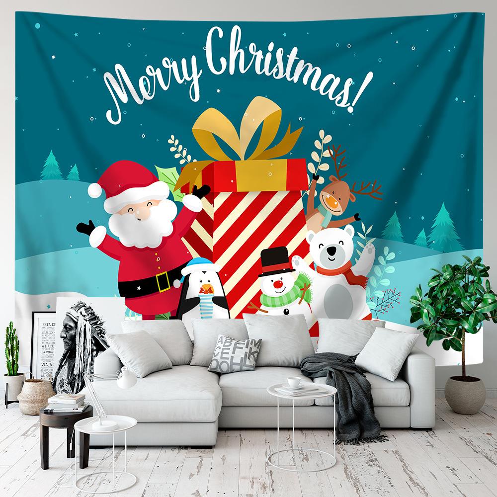 Cartoon Tapestry Christmas Wall Hanging Background Cloth Room Party Decoration
