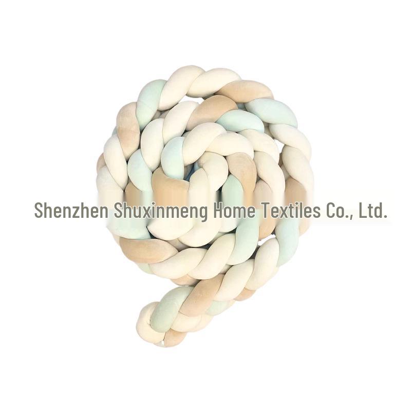 Four-Strand Braided Baby Crib Bumper Pillow – Knotted Ball Anti-Collision Cushion.