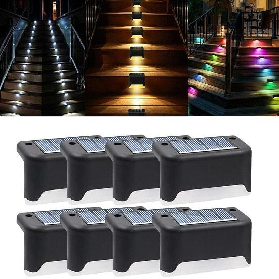 

EROCK 8 шт. солнечных палубных светильников, светодиодные солнечные ступенчатые светильники, водонепроницаемые солнечные лампы, наружное освещение для лестниц, террас, патио, двора, дорожек, заборов, подъездных путей Black-Warm White