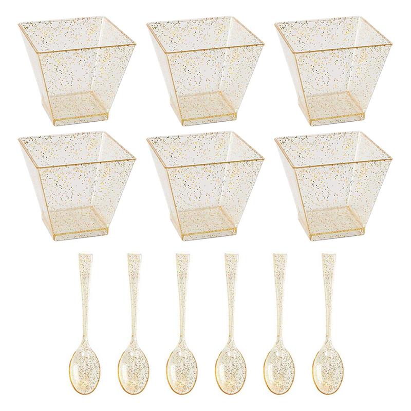 

Пластиковый стакан для десерта, миска для парфе, одноразовые стаканы для пудинга, закуски, прозрачные стаканы для трайфла, 25 наборов золотистый