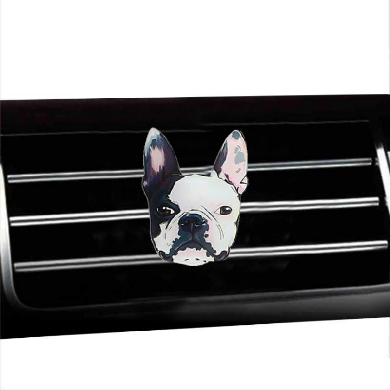 Bonito cão estilo acrílico purificador de ar condicionado saída de ventilação decoração perfume clipe fragrância interior do carro cheiro