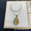 Natural Citrine Rough Stone Set Women Ear Cuff Necklace Bracelet Trio Original Design Jewelry With Agate Pendant Snake