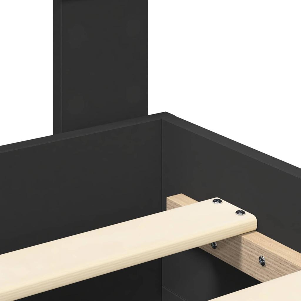 Storage Bed Frame with Headboard Black 140 X 190 Cm Particleboard
