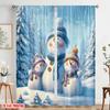 2pcs,2D Plane Printing Print Curtains Snowman & Winter Polyester Woven (without Rod) All Seasons Ldeal for Various Room Types