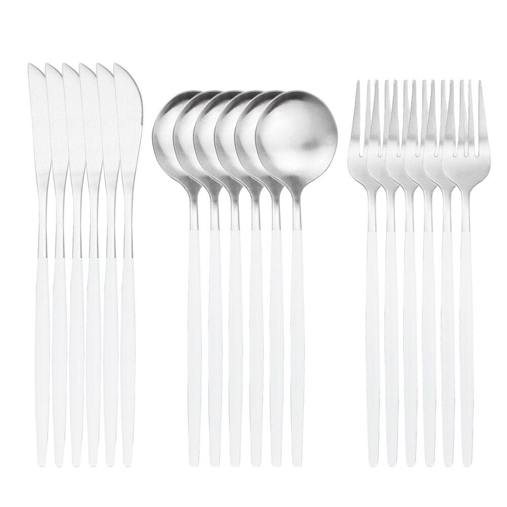 18pcs Colorful Cutlery Set Tableware Set Stainless Steel Dinner Knife Fork Spoon Matte Polishing Dinnerware Set