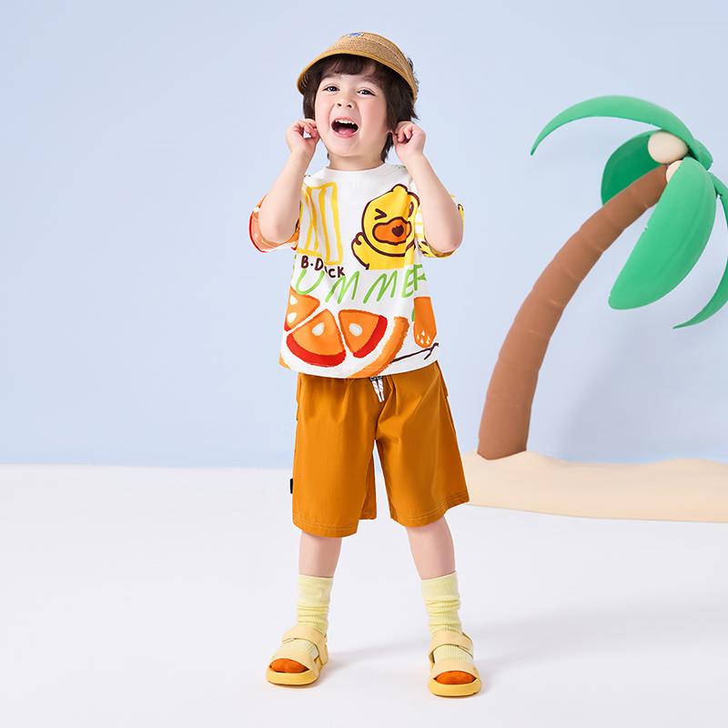 Yellow Duck Children's Clothing with Printed Short Sleeves for Boys and Girls, Summer Versatile Breathable T-shirt