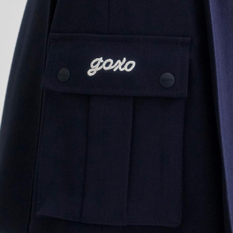 GOXO Μοντέλο Φούστα Πλισέ με Δύο Τσέπες σε Σκούρο Μπλε
