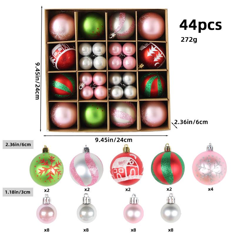 6CM Electroplated Irregular Painted Christmas Ball Ornaments Gift Box Set - Tree Hanging Decorations