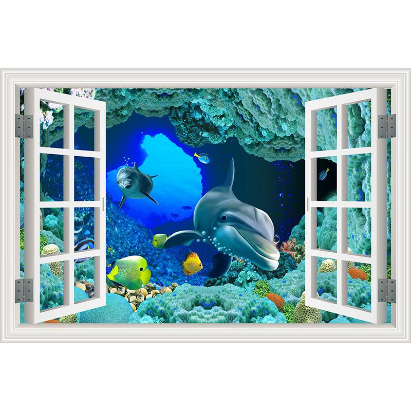 

3D фальшиве вікно Пейзажний живопис Плакати та принти Сучасне настінне мистецтво Картина на полотні Картина для декору вітальні Фреска без рамки 20x30cm