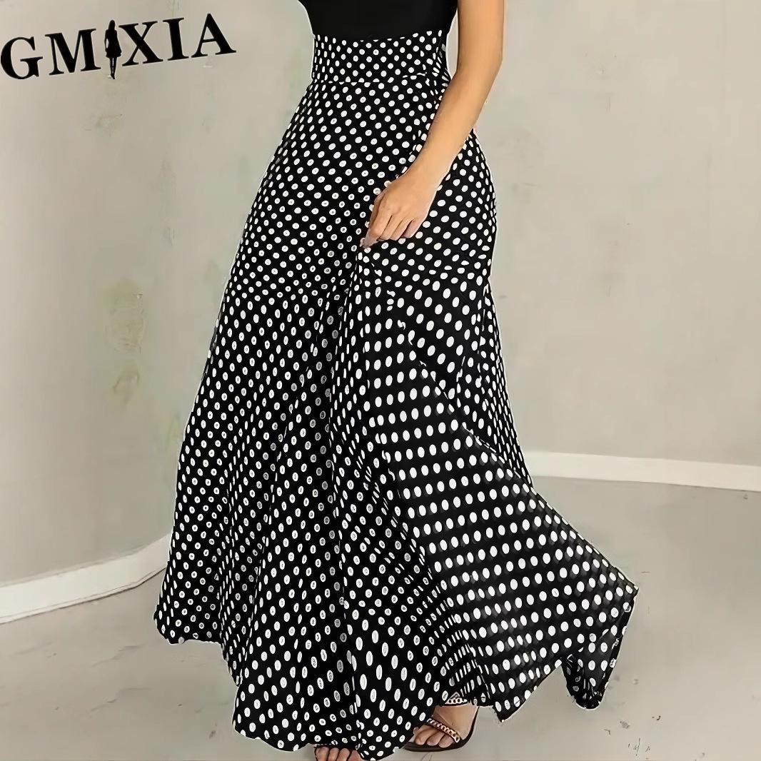 

GMXIA Женская Модная Повседневная Летняя Весенняя Юбка для Отдыха S чёрный