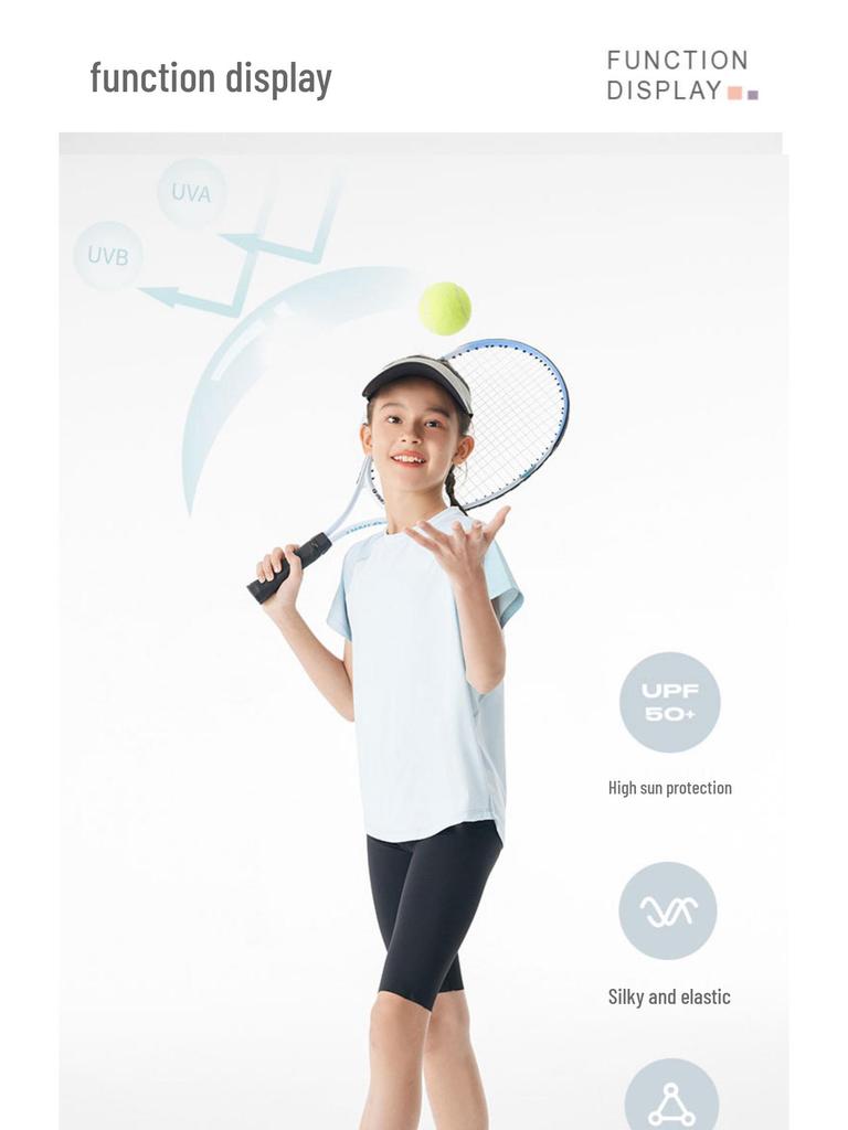 Girls' Summer Ice Silk Quick-Dry Breathable Tennis Yoga Mid-Length Shorts