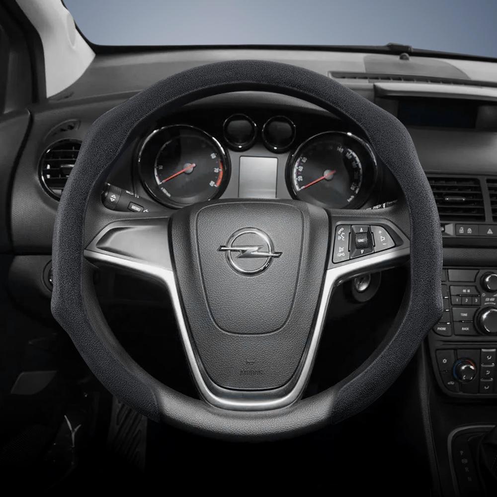 Convient pour Opel Housse de Volant Premium en Daim à Clipser, Antidérapante et Durable, Volant Rond et en Forme de D Disponibles