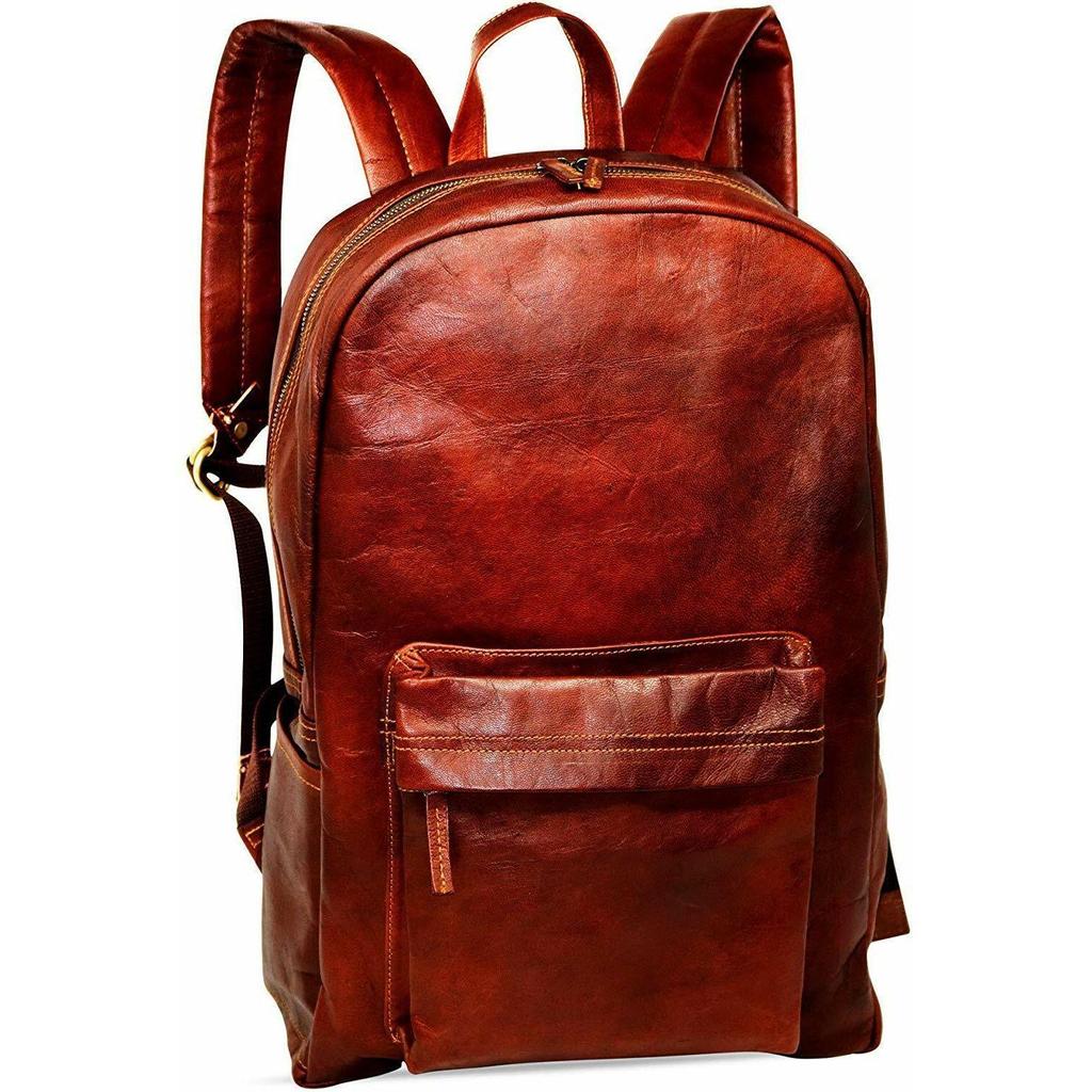 Brown Vintage Handmade Genuine Goat Leather Backpack Rucksack