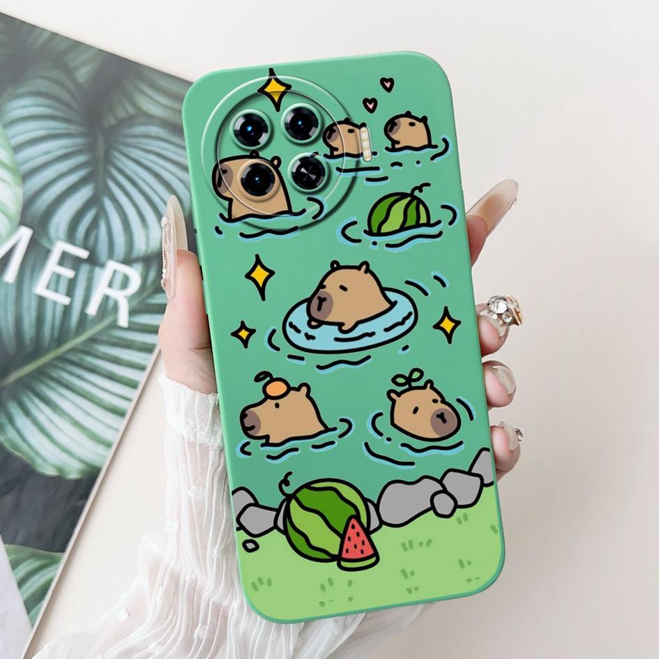 For Tecno Spark 20 Pro+ 2024 Case Fashion Flower Cactus Soft Liquid Silicone Lens Protective Cover on Spark 20 Pro Plus KJ7 Etui