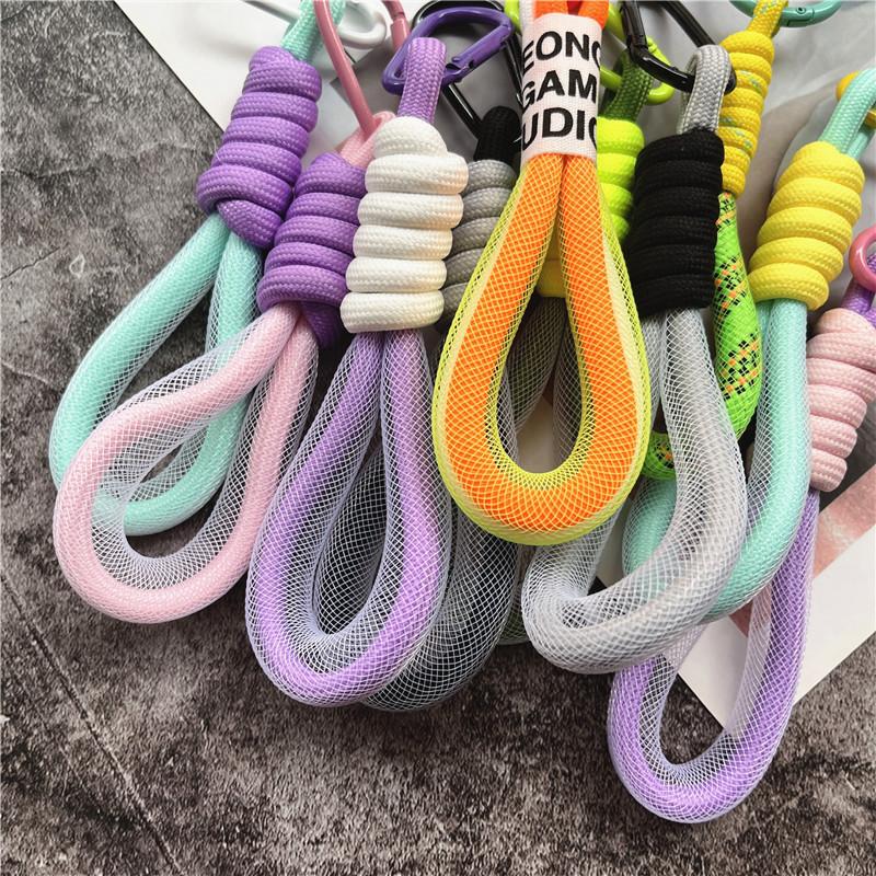 10PCS Luxury Braided Lanyard Fluorescent keychain Lanyard for keys Universal ornaments for bags rope pendant phone charm