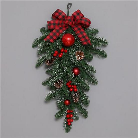 50CM Christmas Wreath & 2.7M Garland Set - Festive Door & Wall Decor