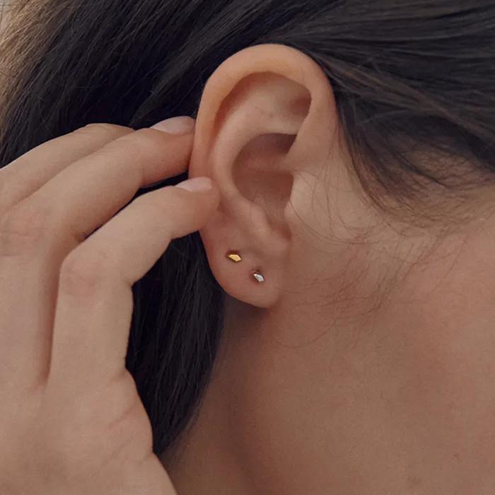 [Worn by Actress Kim Si-a][3rd Reorder] 925 Silver Flare Mini Pebble Earrings