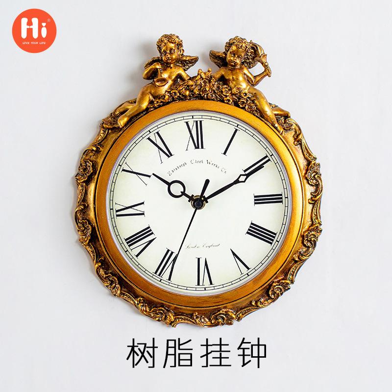 

Европейские ретро часы креативная гостиная смоляные элегантные настенные часы, спальня кабинет бесшумные часы украшения ремесла Resin Wall Clock 1