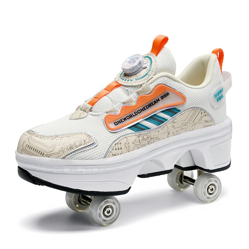 

New Double-Row Four-Wheel Roller Skating Shoes Dual-Use Roller Shoes Men Women Sneakers Sport Dog walking training running shoes 43 Foot length26.5cm