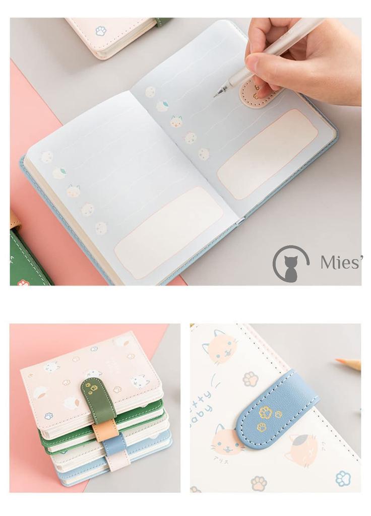 Cute Cat Design Notebook Cute Cat PU Leather Magnet Buckle Notebook Student Diary Notebook 64K Cat Cover Writing Utensils Pencil Stationery Girl New