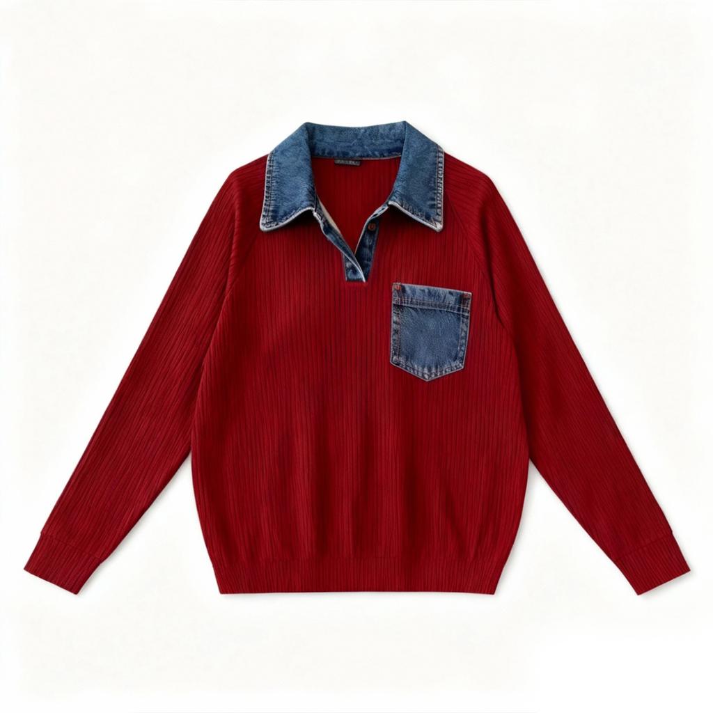 Damenmode Langarm-Pullover Einfarbiges Oberteil