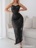 European and American Sexy Pajamas Lace Perspective Pure Desire Slit Hip-wrapped Long Skirt Erotic Underwear