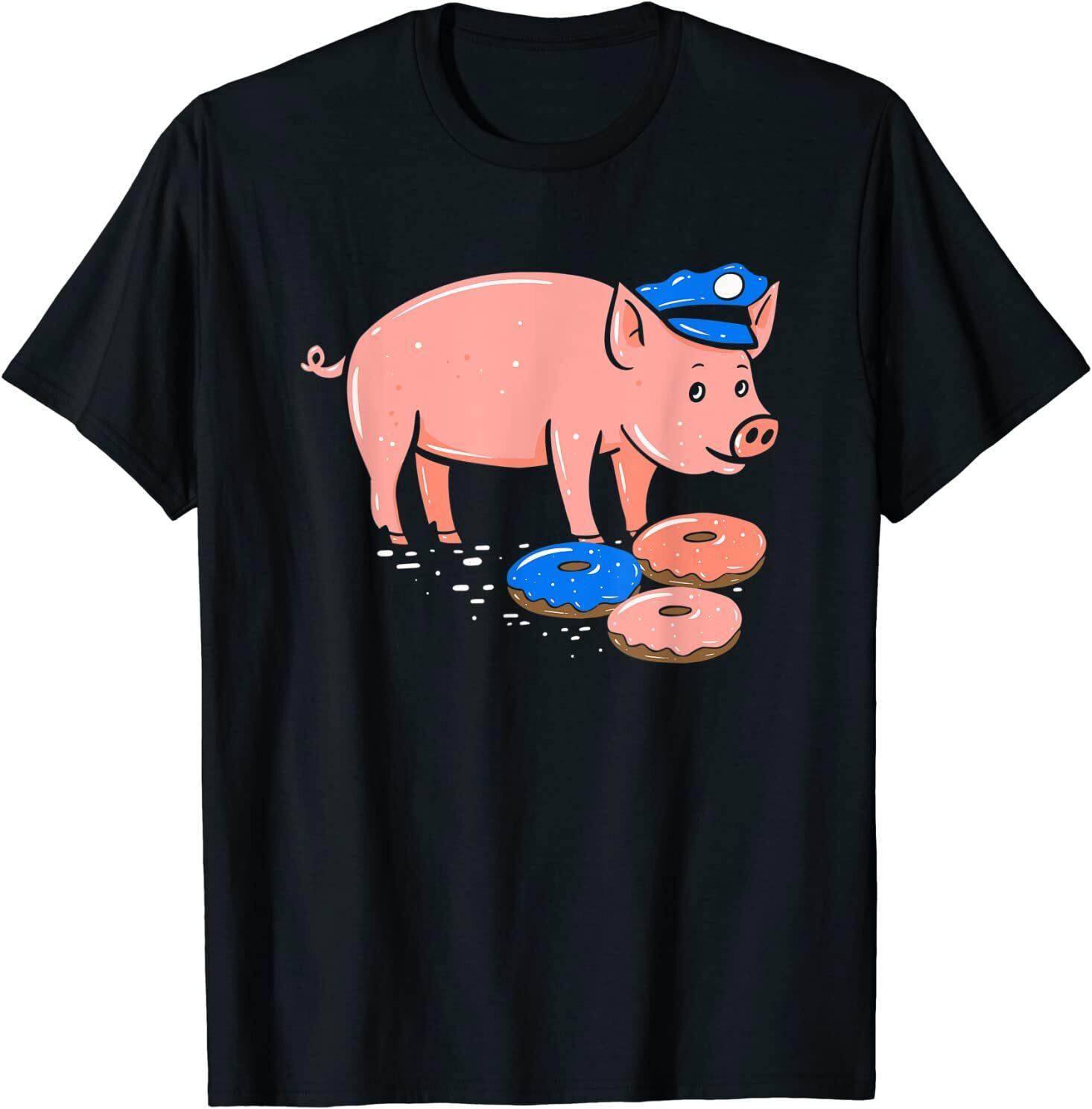 Pig Cop T Shirt Funny Police Officer Doughnut T-Shirt Gift T-Shirt Size S-5XL XXL