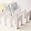 Acrylic Bookends with Four-Compartment Dividers Bookend Horizontal And Vertical Use Durable Acrylic Desktop Organizer for Office And Home