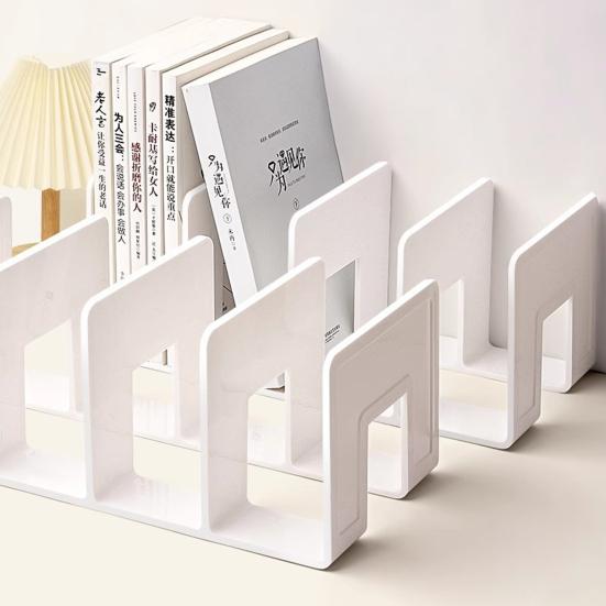 Acrylic Bookends with Four-Compartment Dividers Bookend Horizontal And Vertical Use Durable Acrylic Desktop Organizer for Office And Home