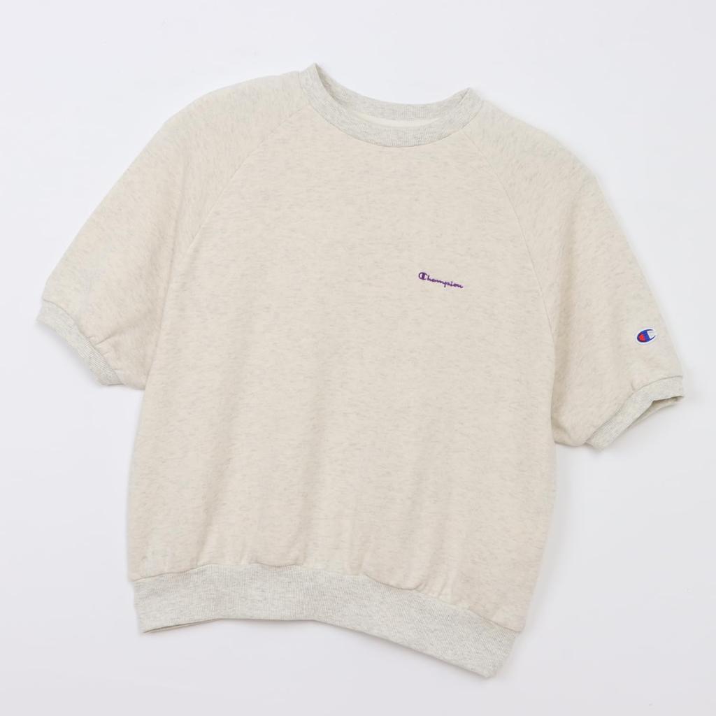 crew neck sweatshirt with casual [Champion] Short-sleeved one-point embroidery, women's wear, CW-D006-810-M