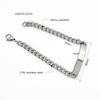 PVD Stainless Steel Custom Name Engraved Couple Silver Bracelet & Cuban Link Chain Personalized ID Bar Bracelet for Men & Women