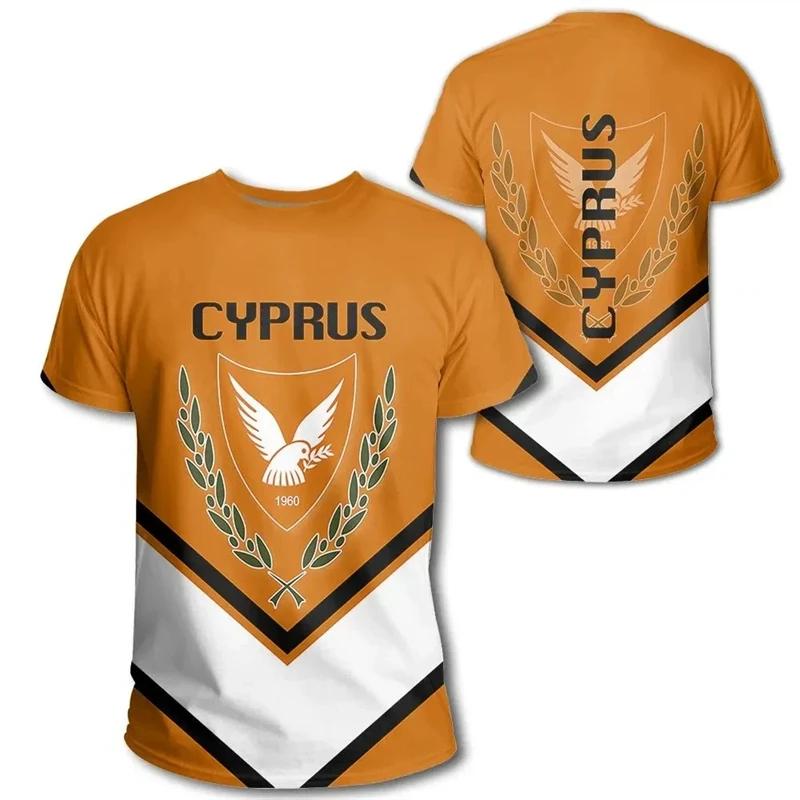 Μοντέρνα Ποδοσφαιρικά T-shirts με Γραφικό Σημαία Κύπρου Καλοκαιρινά Casual Με Στρογγυλή Λαιμόκοψη 3D Τυπωμένα T-shirts Εθνικό Έμβλημα Χαλαρά Αναπνέοντα T-shirts