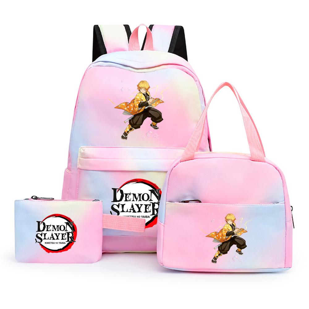 3Pcs/set Anime Demon Slayer Printed Backpack with Shoulder Bag Pengcil Case for Teenager Large Capacity Waterproof Bookbag Back To School Gift