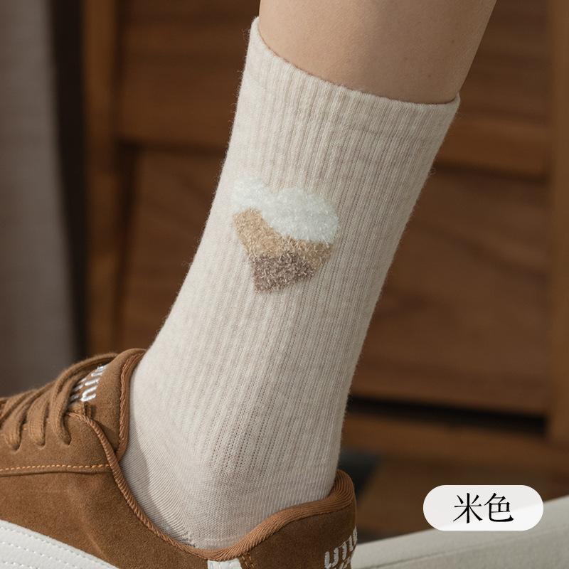 100% Cotton Socks, Women's Mid-calf Socks, Pure Cotton Pile Socks, All-cotton Boneless Socks for Autumn and Winter