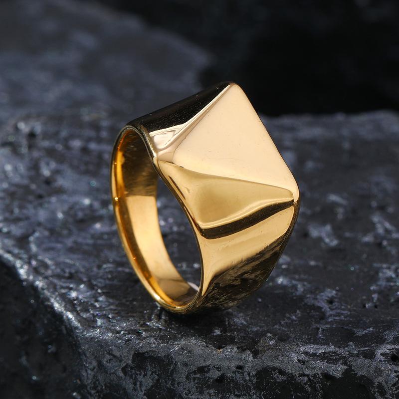 316L Stainless Steel Smooth Triangle Signet Ring For Men Male Finger Zircon Accessories 2025 New