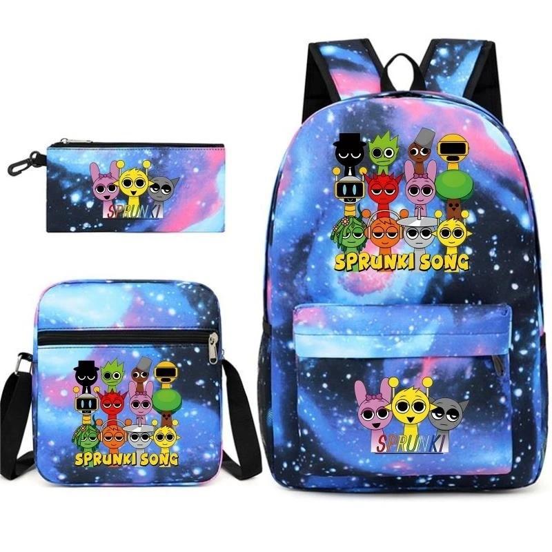 Game Merchandise Cartoon Printing Fashion Children'S Pencil Case Messenger Bag Three-Piece Set Primary And Secondary School School Bag