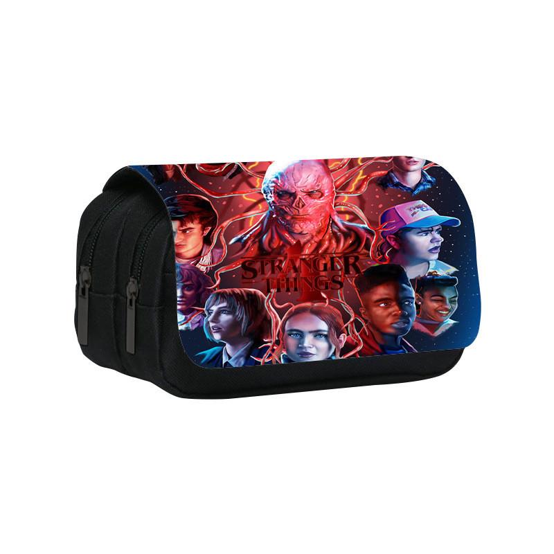Stranger Things 4 Doppellagiges Federmäppchen mit großem Fassungsvermögen für Schüler und Bürogebrauch