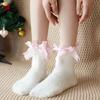 Coral Velvet Cat Paw Plush Socks Paw Pads Bowknot Warm Socks Y2k 3D Cat Paw Socks  Gift