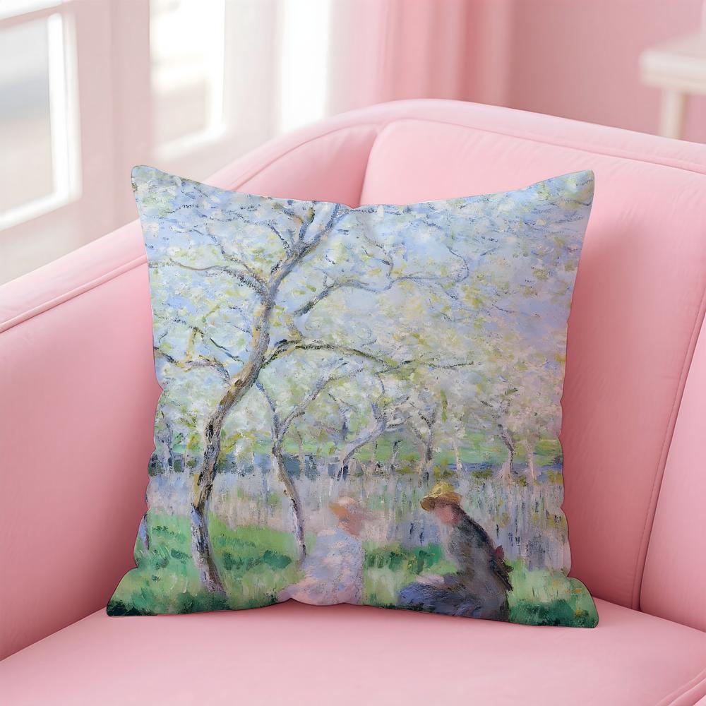 OscarClaude Monet Kissenbezug Leinen Kissenbezug Weiche Dekoration für Sofa Wohnzimmer