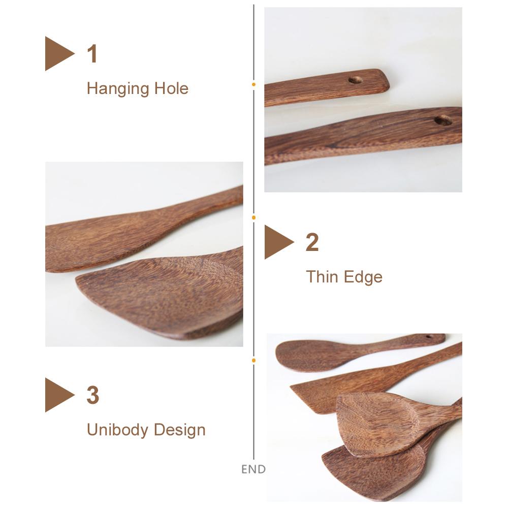 Wenge Turner Spatula Nonstick Heat Natural Wooden Cooking Utensil Kitchen Spatula Work with Wok Pan Non-stick Cookware for Stir Frying